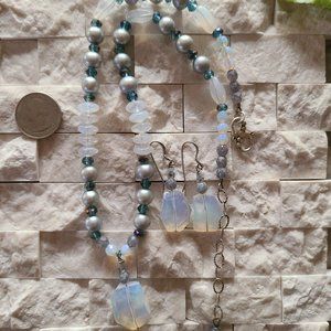 "Opalite" with Fresh Water Pearls & Crystal
